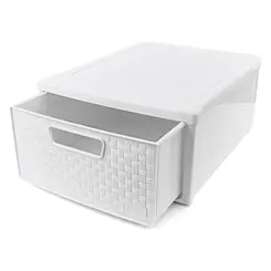 Gaveteiro Modular Rattan Branco C 32,8 X L 26,5 X A 14,5 Cm
