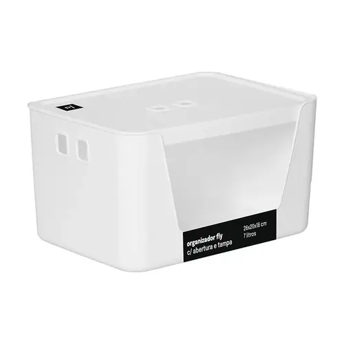ORGANIZADOR FLY COM ABERTURA E TAMPA 7 LITROS BRANCO C 26 X L 20 X A 16 CM REF 4540