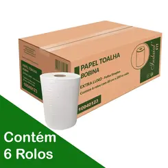 PAPEL TOALHA BOBINA 100% CELULOSE INDAIAL TRACTION 24GR 20 X 200M C/ 6 ROLOS