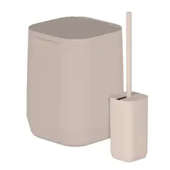 KIT LIXEIRA CHAO/PAREDE 6 LITROS + ESCOVA SANITARIA AURA BEGE FECHADO