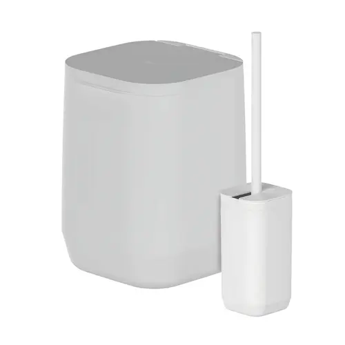 KIT LIXEIRA CHAO/PAREDE 6 LITROS + ESCOVA SANITARIA AURA BRANCO FECHADO