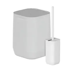 KIT LIXEIRA CHAO/PAREDE 6 LITROS + ESCOVA SANITARIA AURA BRANCO FECHADO