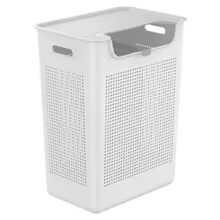 CESTO DE ROUPAS DUPLO COMPARTIMENTO FLOW 50 LITROS BRANCO FECHADO REF CFW2000BCF