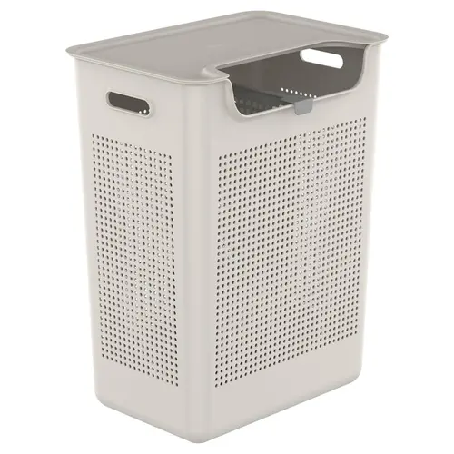 CESTO DE ROUPAS DUPLO COMPARTIMENTO FLOW 50 LITROS BEGE FECHADO REF CFW2000BGF