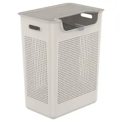 CESTO DE ROUPAS DUPLO COMPARTIMENTO FLOW 50 LITROS BEGE FECHADO REF CFW2000BGF