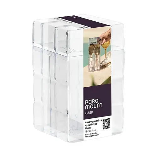 CAIXA ORGANIZADORA COM 4 DIVISORIAS BISOTE C 12 X L 12 X A 15 CM REF 2070